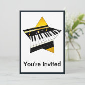 Einladung: Klavier-Erwägungsgrund mit Stern Einladung (Stehend Vorderseite)