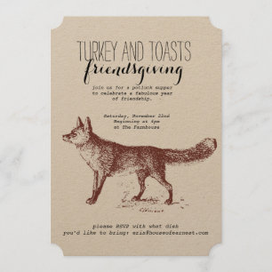 Einladung KraftpapierFox Friendsgiving