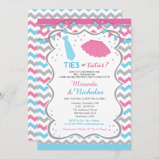 Einladung/Krawatte/Tutus-Einladung Einladung (Vorne/Hinten)