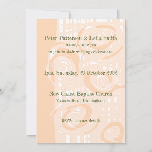 Einladung Kultur Hochzeit Mosaik Blumenpfirsich (Vorderseite)