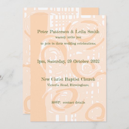 Einladung Kultur Hochzeit Mosaik Blumenpfirsich (Vorne/Hinten)