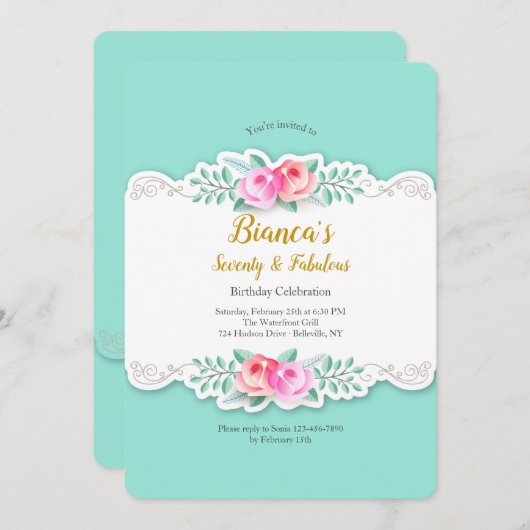 Einladung künstlerischer Rose (Vorne/Hinten)