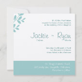 Einladung Leaf Branch Baby Blue Silver (Rückseite)