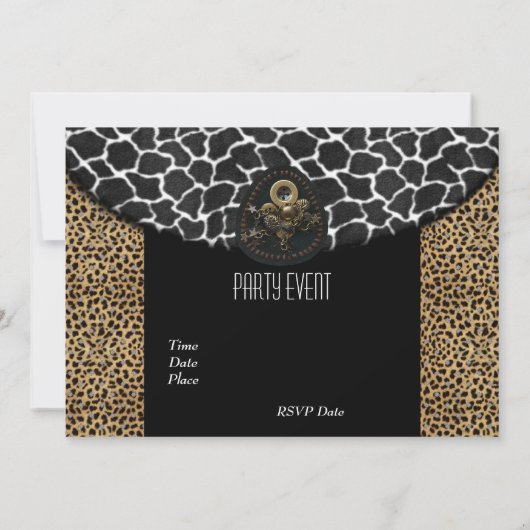 Einladung Leopard Schwarz-weiße Kuh Print (Rückseite)