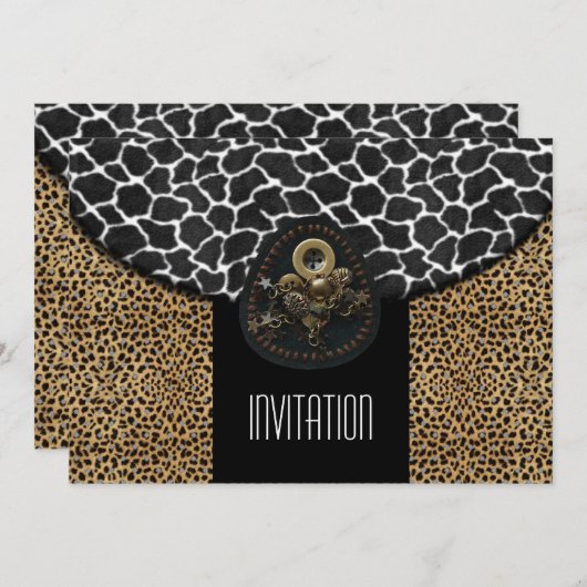 Einladung Leopard Schwarz-weiße Kuh Print (Vorne/Hinten)