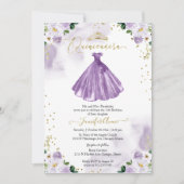 Einladung Lila Blumenkleid aus Quinceanera (Vorderseite)