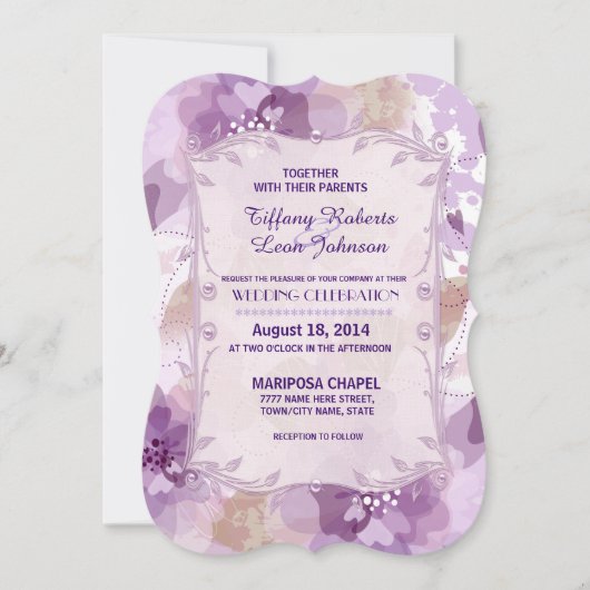 Einladung lila Blütenblütenblüten (Vorderseite)