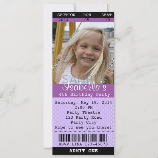 Einladung (Lila) Foto - Theater/Film (Vorderseite)