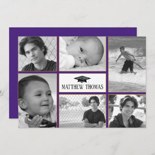 Einladung lila & Gold Abschluss, Matte 5" x 7"