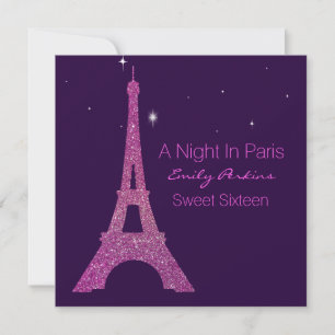 Einladung lila Paris Themed 16 . Geburtstag
