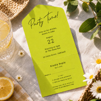 Einladung | Lime Sommerparty Abreiß-RSVP-Karte