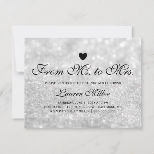 Einladung - Lit Silver Glit Fab Frau. Brautparty (Vorderseite)