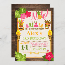 Einladung Luau Birthday - Orange Text
