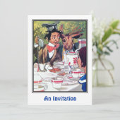 Einladung: Mad Hatters Tea Party Einladung (Stehend Vorderseite)