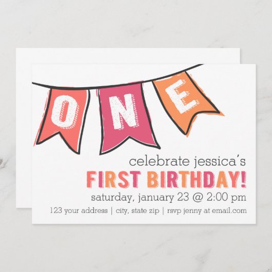 Einladung - Mädchen (Vorne/Hinten)