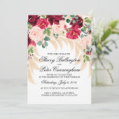 Einladung Marsala Pampas Rose Pampas Gras Hochzeit (Stehend Vorderseite)