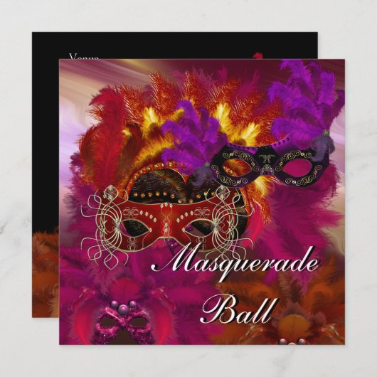 Einladung Masquerade Ball Party 6 (Vorne/Hinten)