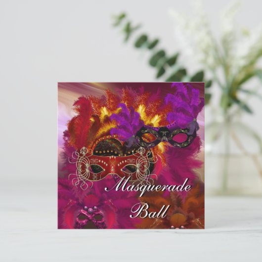 Einladung Masquerade Ball Party 6 (Stehend Vorderseite)