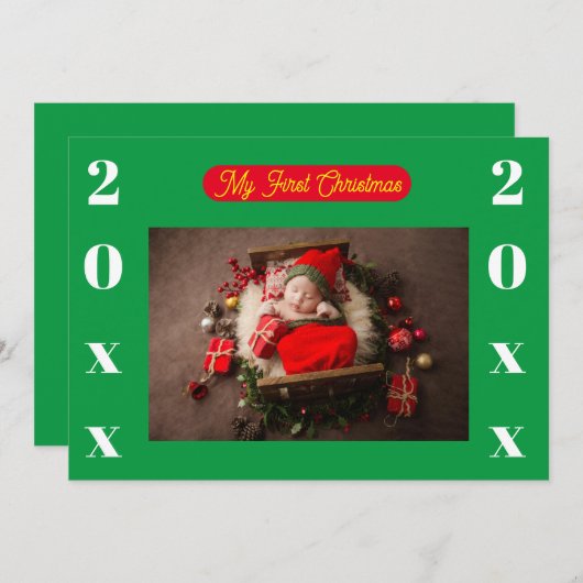 Einladung - Mein erstes Weihnachten - Foto/Jahr hi (Vorne/Hinten)