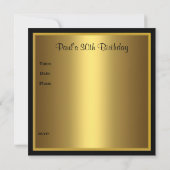 Einladung Mens 30. Geburtstag Party Black Gold Met (Rückseite)