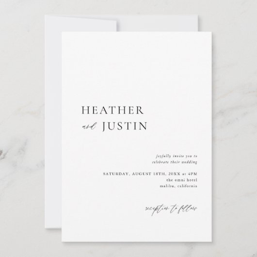 Einladung Minimalistischer Hochzeitsstiftung (Vorderseite)