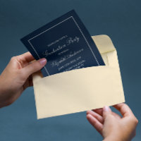 Einladung Minimalistischer Navy Blue Abschluss