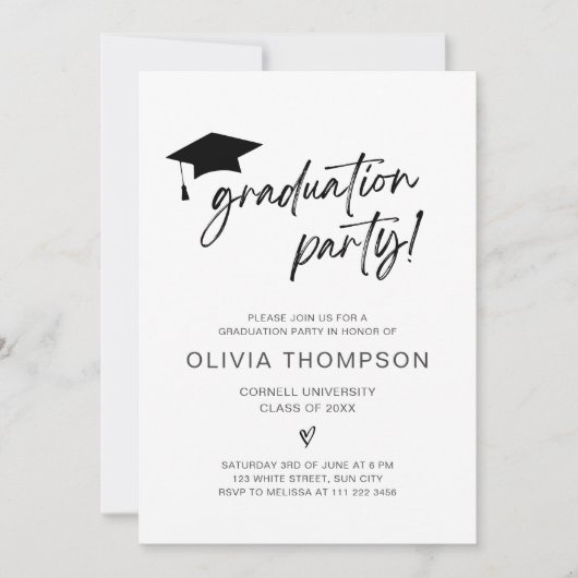 Einladung Minimalistischer Script-Abschluss (Vorderseite)