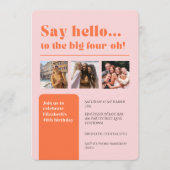 Einladung mit 3 Fotos, 40. Geburtstagsretro (Vorderseite)