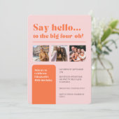 Einladung mit 3 Fotos, 40. Geburtstagsretro (Stehend Vorderseite)