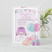 Einladung mit Baby-Dusche (Stehend Vorderseite)