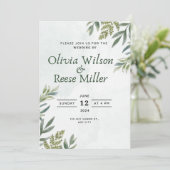 Einladung mit Blätter und eleganten grünen Pflanze (Stehend Vorderseite)