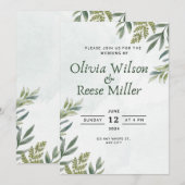 Einladung mit Blätter und eleganten grünen Pflanze (Vorne/Hinten)