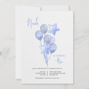Einladung mit blauen Ballons