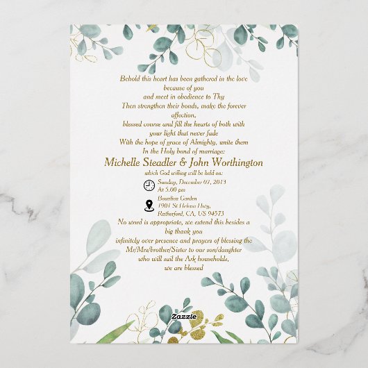 Einladung mit Eukalyptus (Rückseite)