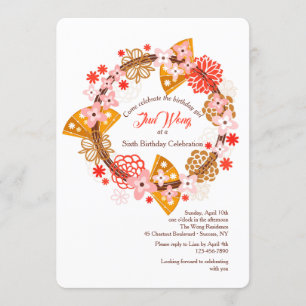 Einladung mit Fächern und Blumen