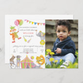 Einladung mit Foto am Geburtstag von Circus (Vorne/Hinten)