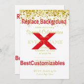 Einladung mit Gold Confetti Hochzeitsvorlage (Vorne/Hinten)