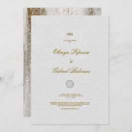 Einladung mit Goldener Pinselstriche bei weißen Ho