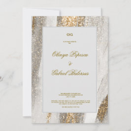 Einladung mit Goldener Pinselstriche bei weißen Ho