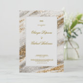 Einladung mit Goldener Pinselstriche bei weißen Ho (Stehend Vorderseite)