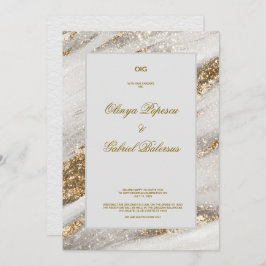 Einladung mit Goldener Pinselstriche bei weißen Ho