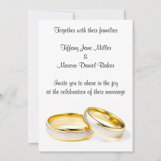 Einladung mit Hochzeitsringen - Sondertext (Vorderseite)