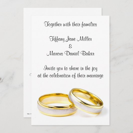 Einladung mit Hochzeitsringen - Sondertext (Vorne/Hinten)