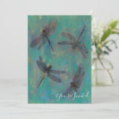 Einladung mit Libellen im Blau u. im Grün (Stehend Vorderseite)