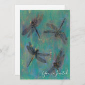 Einladung mit Libellen im Blau u. im Grün (Vorne/Hinten)