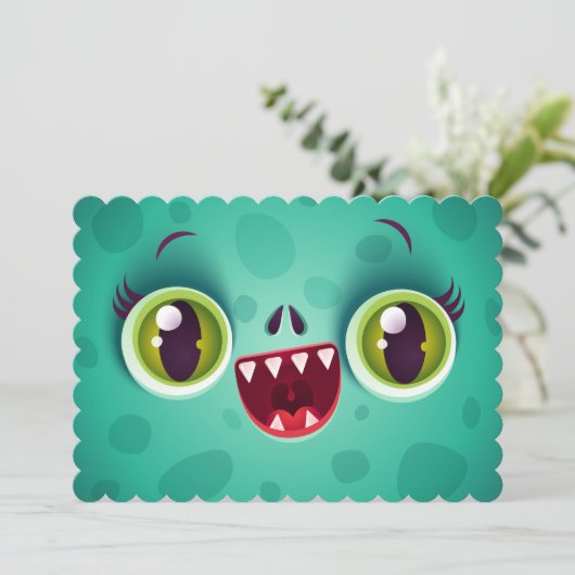 Einladung mit Monster oder Zombie zu Halloween (Stehend Vorderseite)