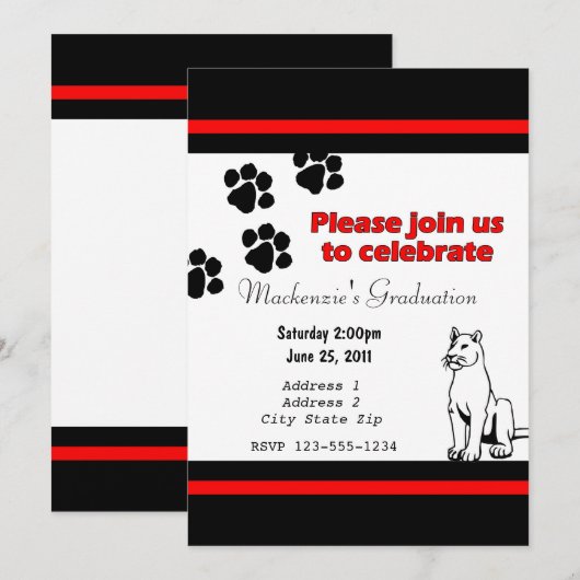 Einladung mit Pather/Cougar/Puma Black und Red (Vorne/Hinten)