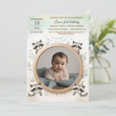 Einladung mit Raccoon Rahmen für Foto (Stehend Vorderseite)