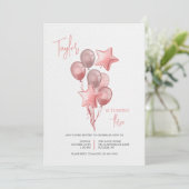 Einladung mit rosa Ballons (Stehend Vorderseite)