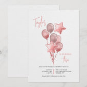 Einladung mit rosa Ballons (Vorne/Hinten)